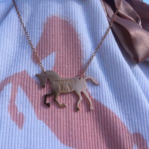 ROSE GOLD Horse Silhouette Necklace Pendant Charm Pony Made in LA