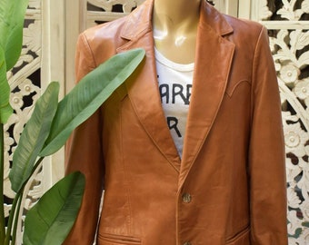 Shiny Brown Jacket Shimmery Long Formal Jacket Fitted Evening Blazer Office Duster Metallic Brown Jacket Vintage Cognac Brown Blazer