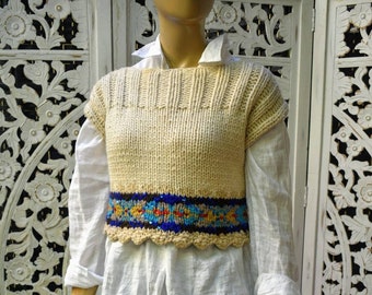 Vintage cropped sweater with sequin detail Size S to M