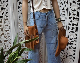 window pane bell bottom jeans