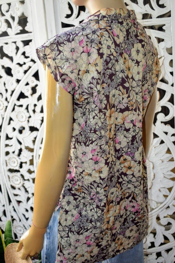 70s floral blouse. Suze S to M - image 5