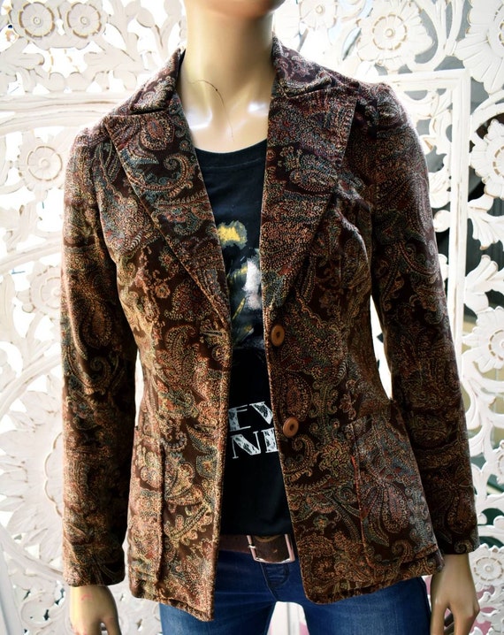 Vintage 70s paisley velvet dandy blazer