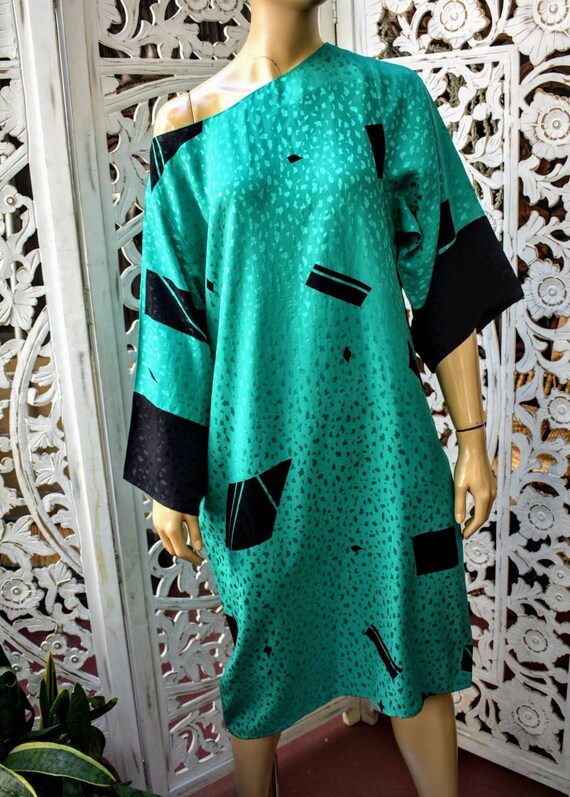 Vintage 80s avant garde silk dress One size fits m