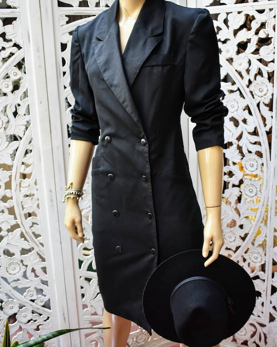 80s minimalist double breasted trench dress size 6