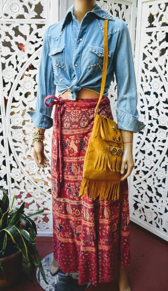 RARE Authentic 70s Indian Blockprint Tapestry Wrap Skirt. Size - Etsy