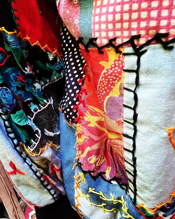 Vintage 90s oversized patchwork bomber jacket - image 4