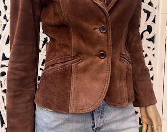 Vintage 70s thick suede fitted blazer size S
