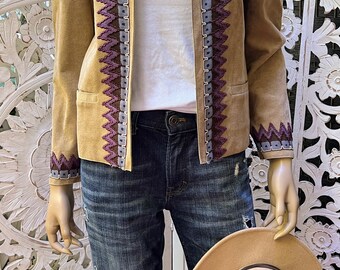 Vintage ultra suede SAKS Fifth Avenue jacket with puff sleeve size M
