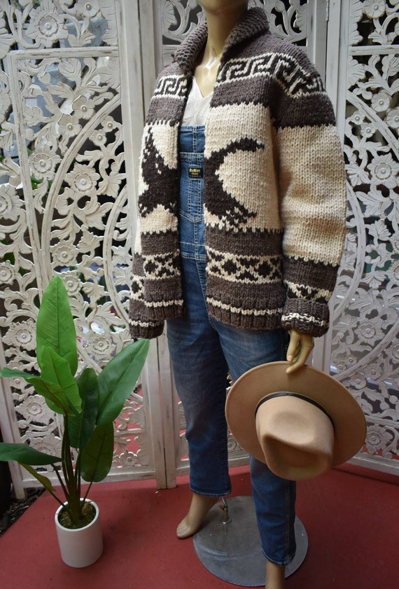 Vintage Cowichan style zip up sweater