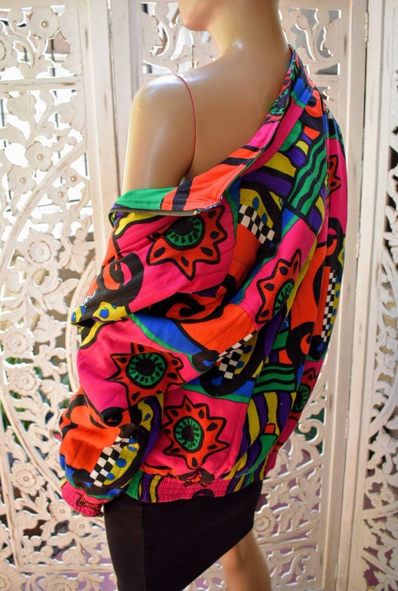WOW vintage 80s oversized op-art bomber