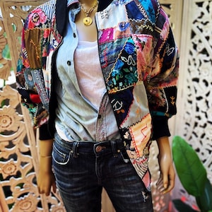 Vintage 90s oversized patchwork bomber jacket