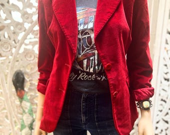 Vintage 1970s crimson velvet blazer