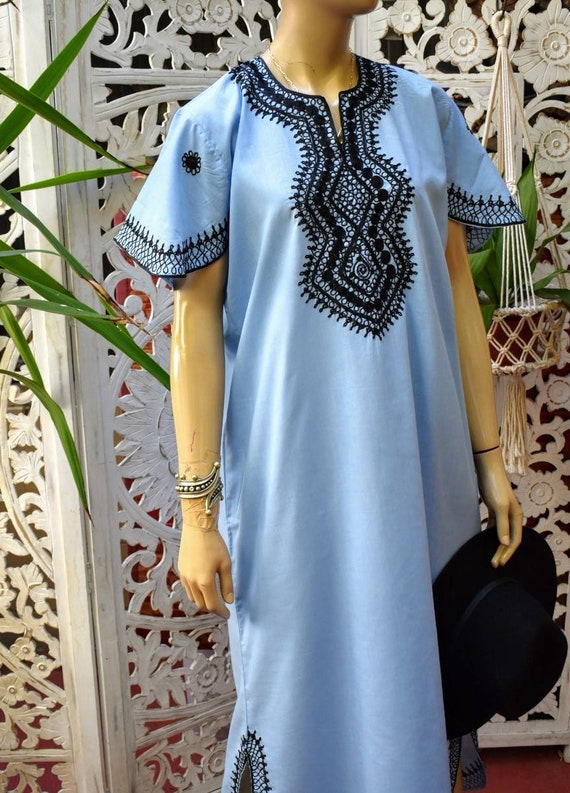 Vintage Moroccan embroidered kaftan size S to M - image 4