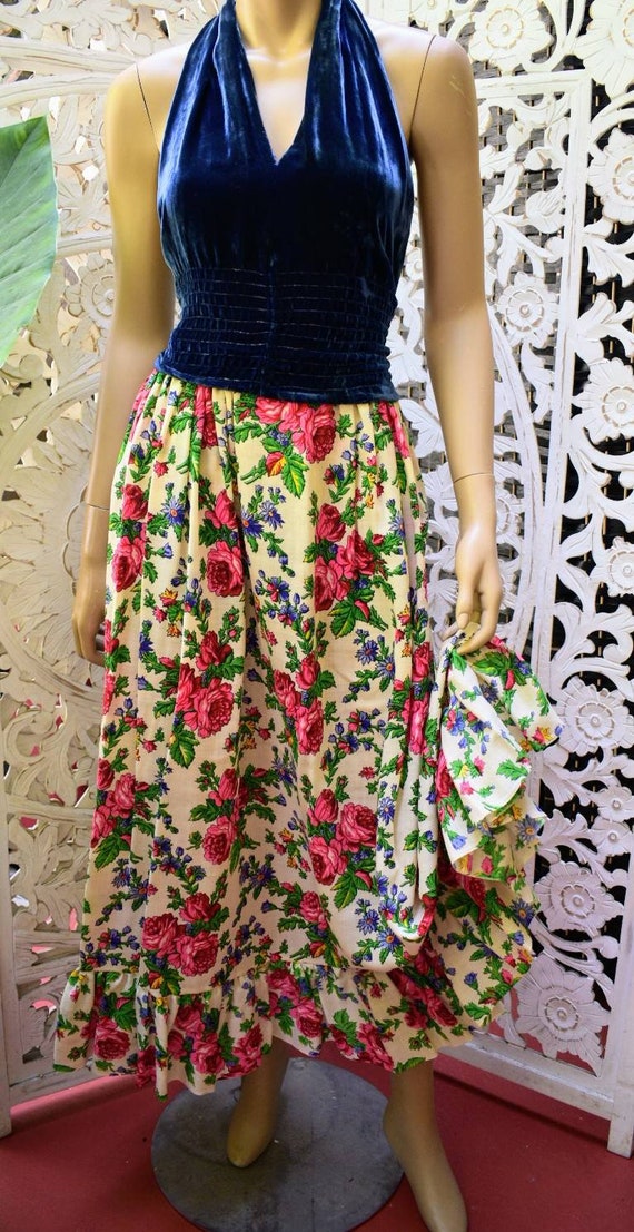 Vintage 70s russian floral print maxi skirt size … - image 3