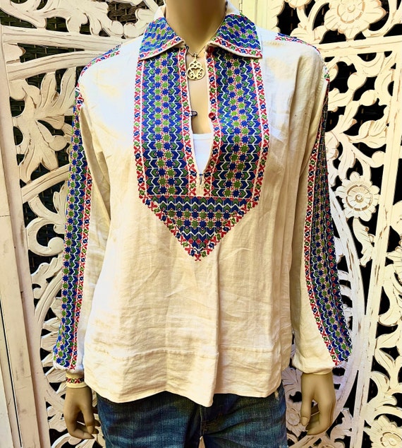 Vintage 1940s embroidered folk blouse - image 1