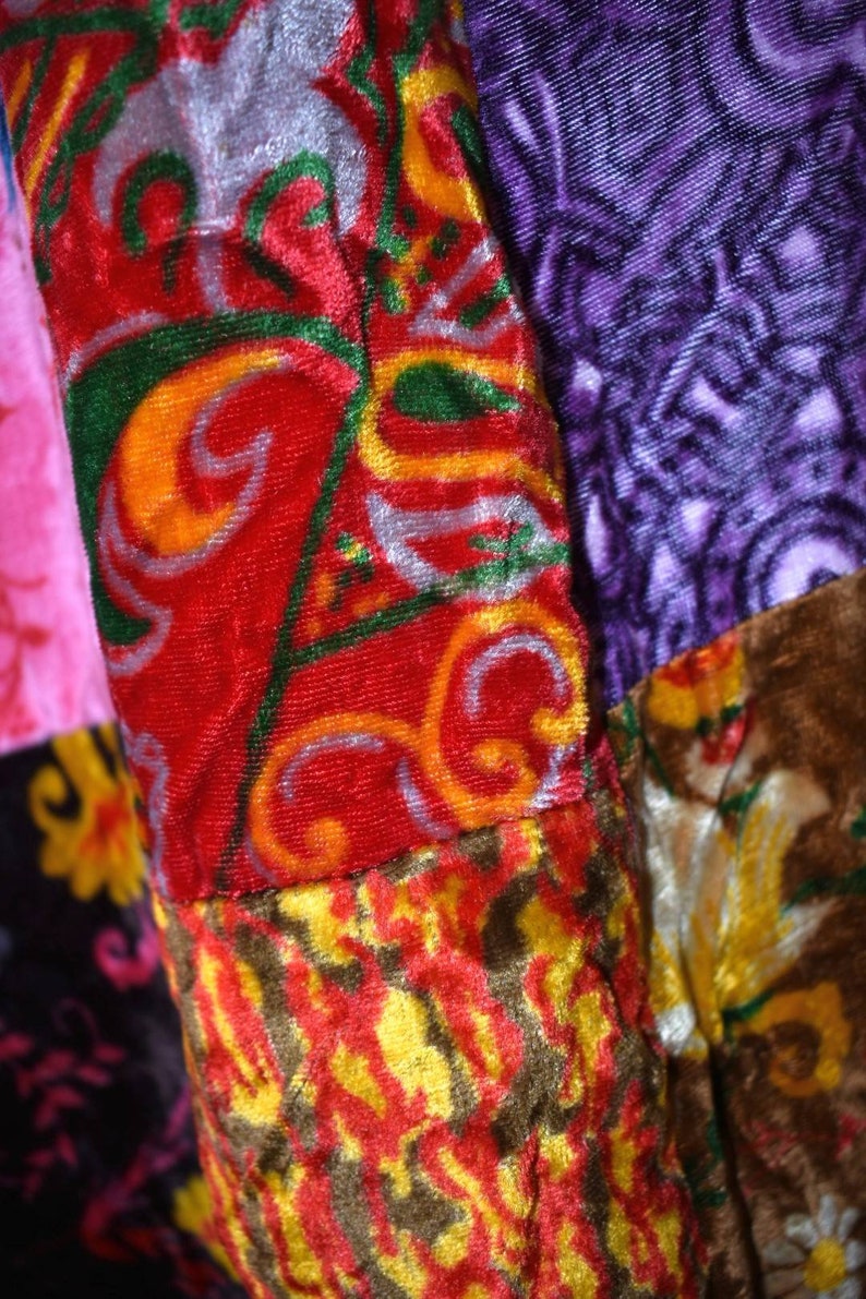 RARE 60s;70s velvet patchwork maxi skirt Granny Takes a Trip vibes rare elastic waist