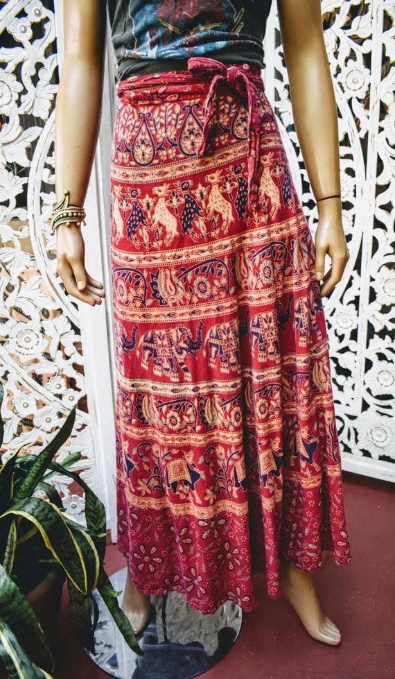 RARE Authentic 70s Indian Blockprint Tapestry Wrap Skirt. Size - Etsy