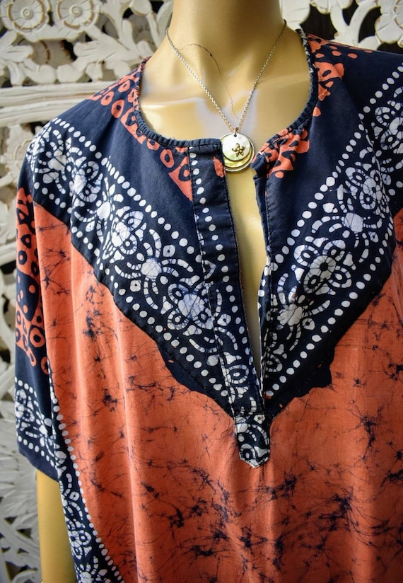 Authentic 70s buttersoft cotton batik kaftan