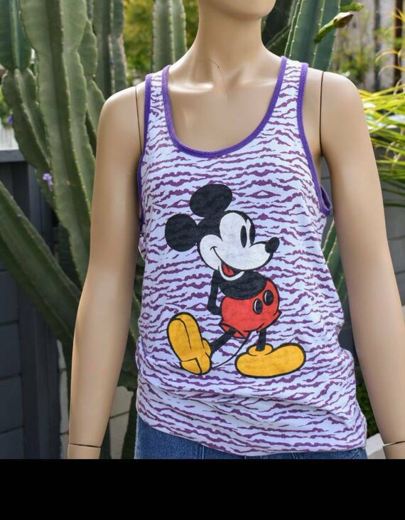 ViNtAgE 90s zebra print Mickey Mouse tank top size