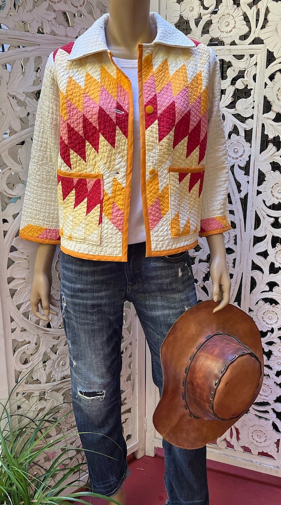 Jacket made from repurposed vintage quilt  size XS