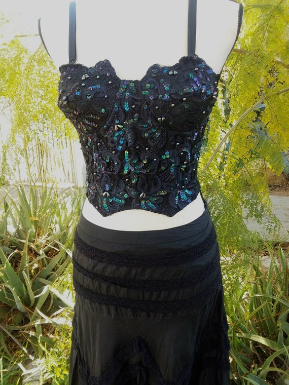 ViNtAgE 80's sequin and jewel encrusted lace busti