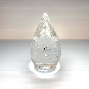 Vintage Steuben Hand Blown Bubble Glass Egg Shaped Teardrop Paperweight Signed