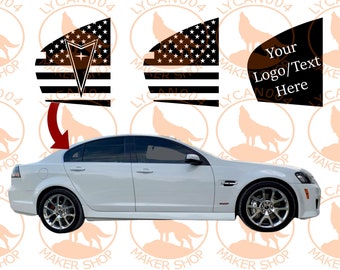 Full Sunroof Pontiac G8 // Chevy SS Mate Black US Flag Vinyl Decal