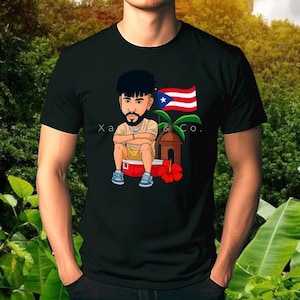 Bad Bunny Puerto Rico T-Shirt – Cartoon Style, Garita, PR Flag & Hibiscus Tee – Boricua Streetwear for Fans, Reggaeton Vibes
