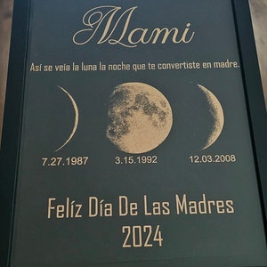 Personalized moon phase frame, the night you became a mom, mother's day gift, dia de las madres