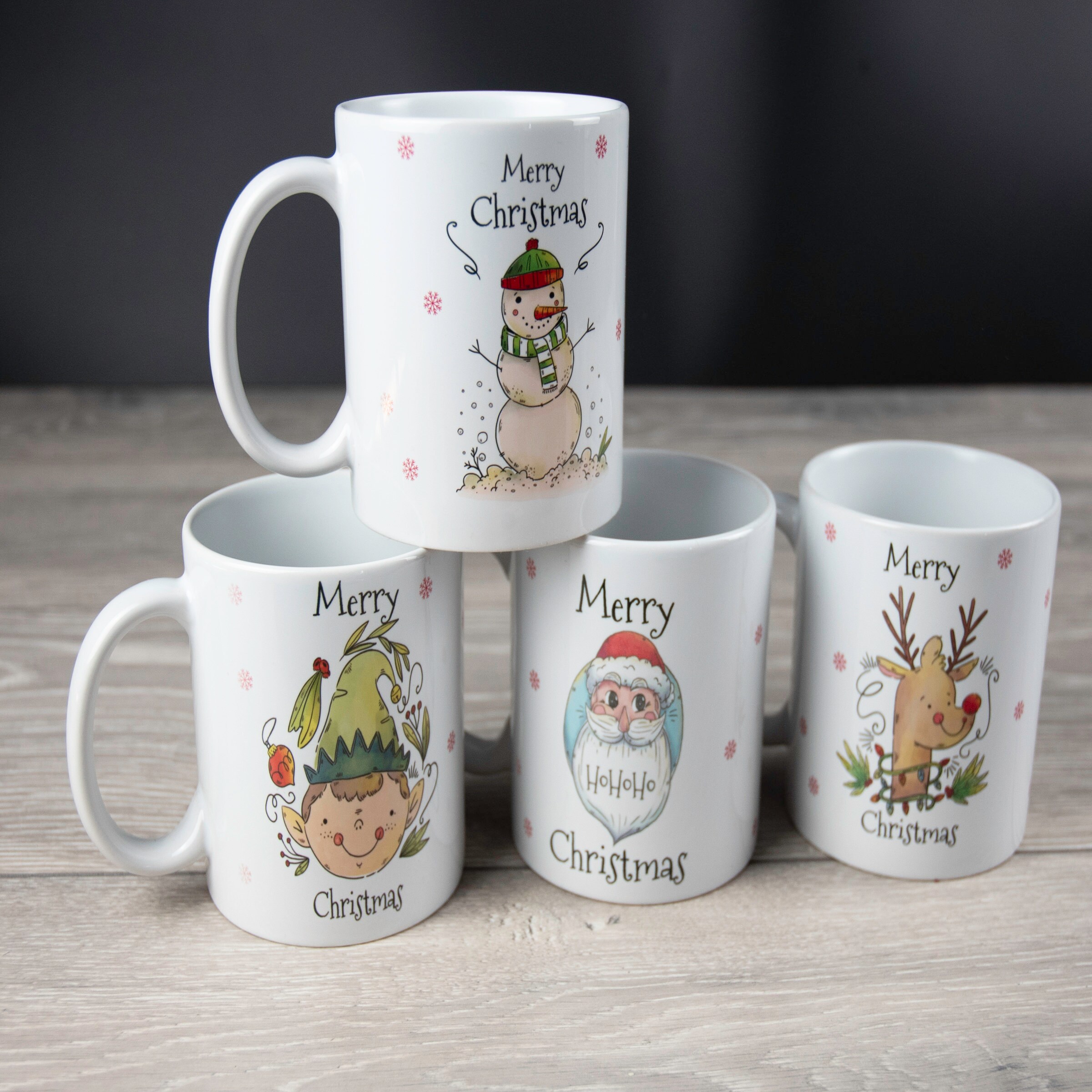 Set of 4 Personalised Christmas Mugs Christmas Eve Mugs  Etsy