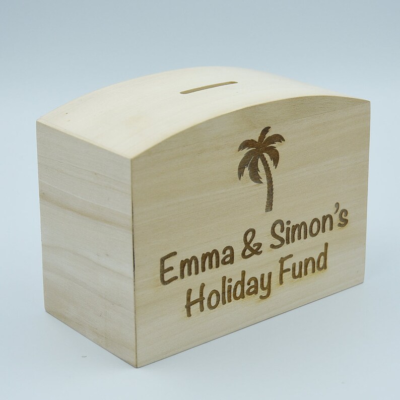 Personalised Wooden Holiday Fund Savings Money Box Etsy