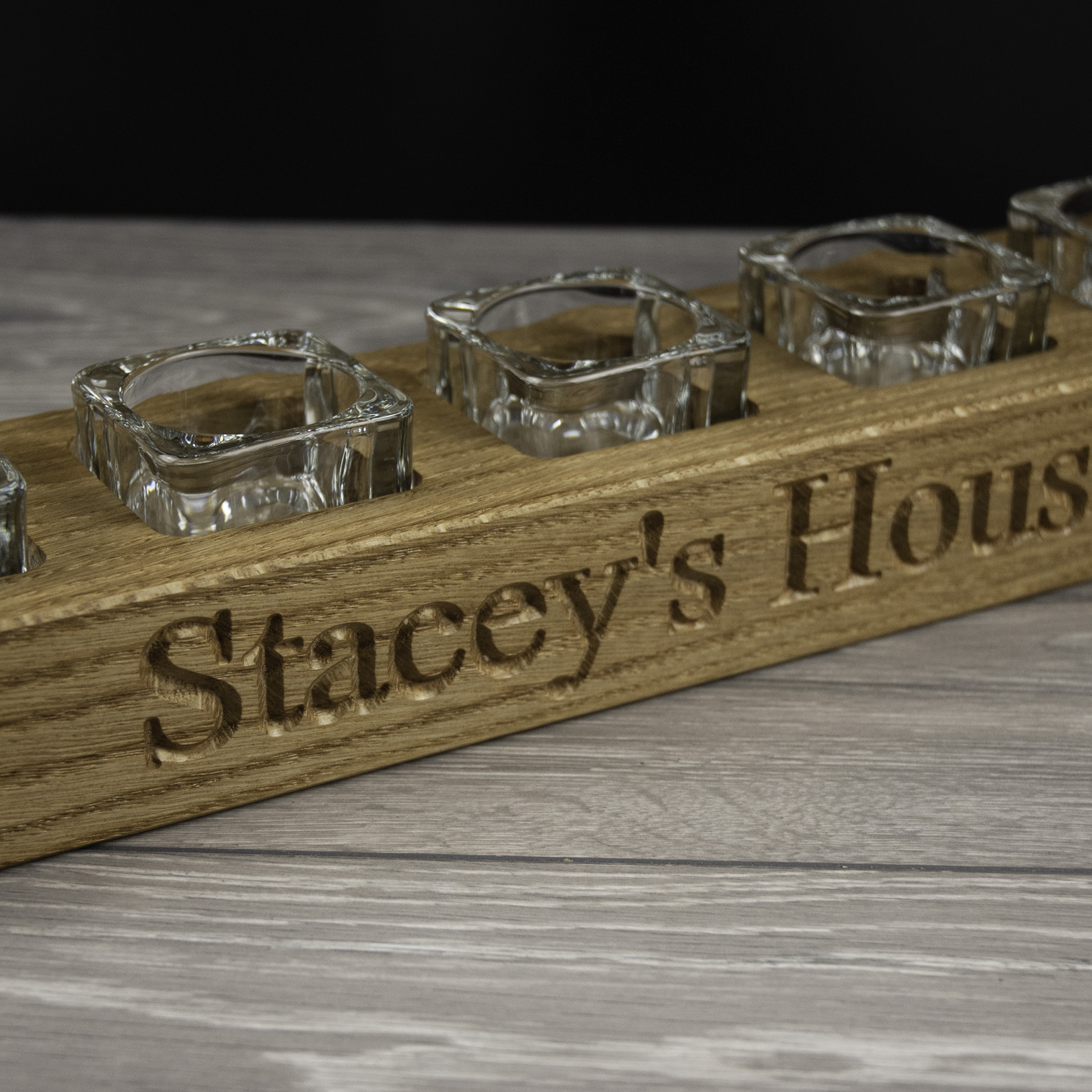 Personalised Solid Oak Tea Light Holder With Glass Insert Etsy
