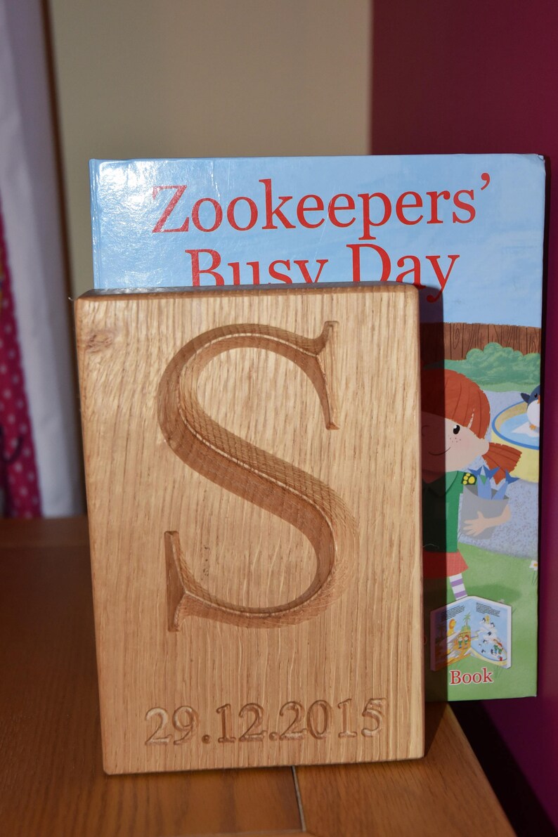 Personalised Oak Bookend Solid Oak Bookend Engraved Bookend Etsy