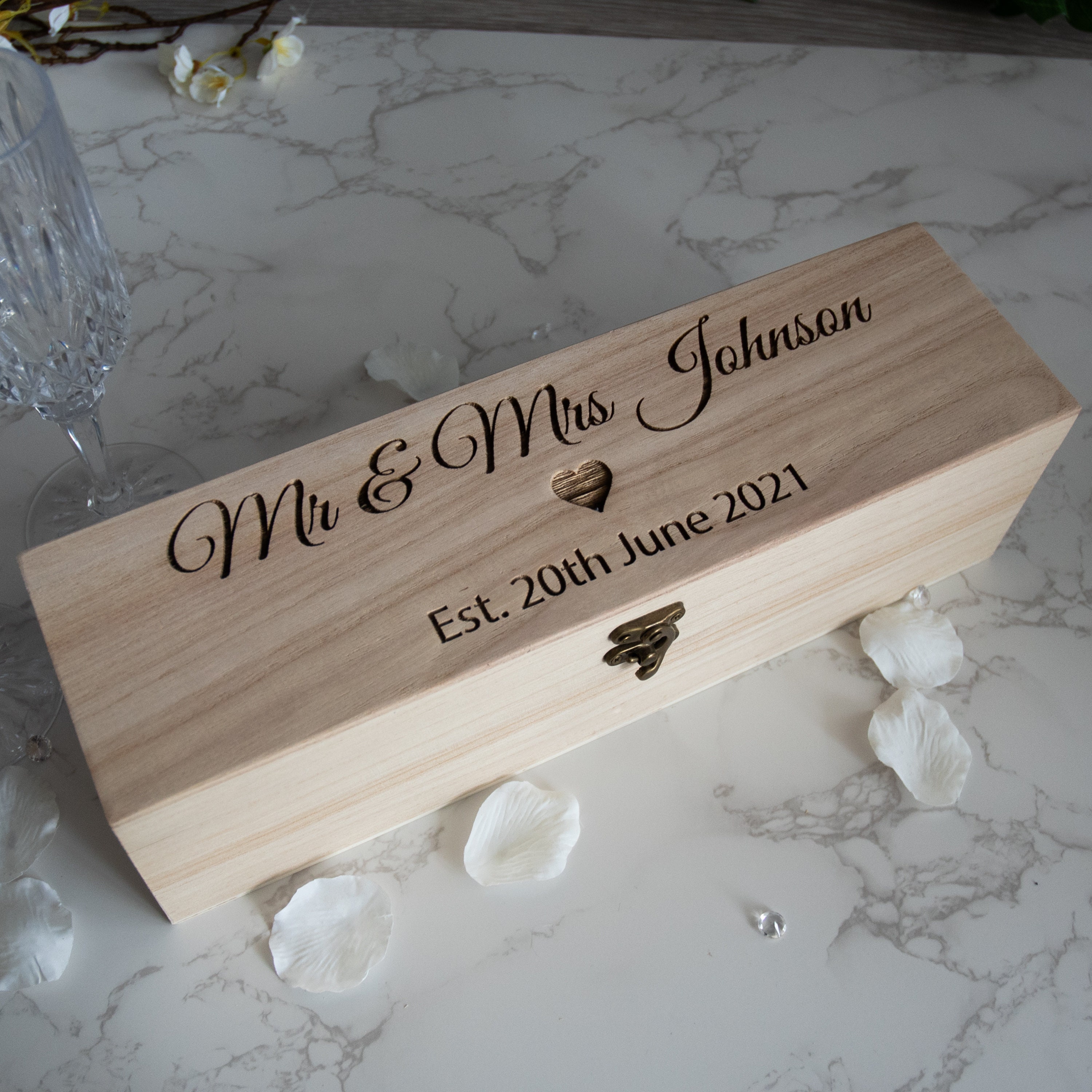 Wooden Personalised Wedding Bottle Box Wooden Wedding Gift Etsy UK