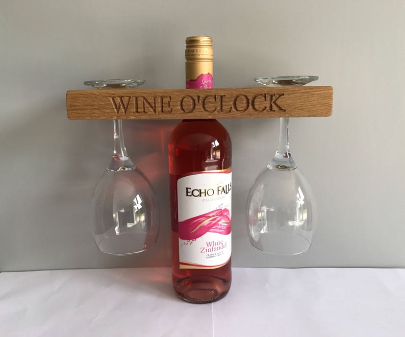 Personalised Solid Oak Wine Bottle And Glass Holder - Tabletop Wine Bottle And Glass Holder Personalised Solid Oak Wine Bottle And Glass Holder - Tabletop Wine Bottle And Glass Holder