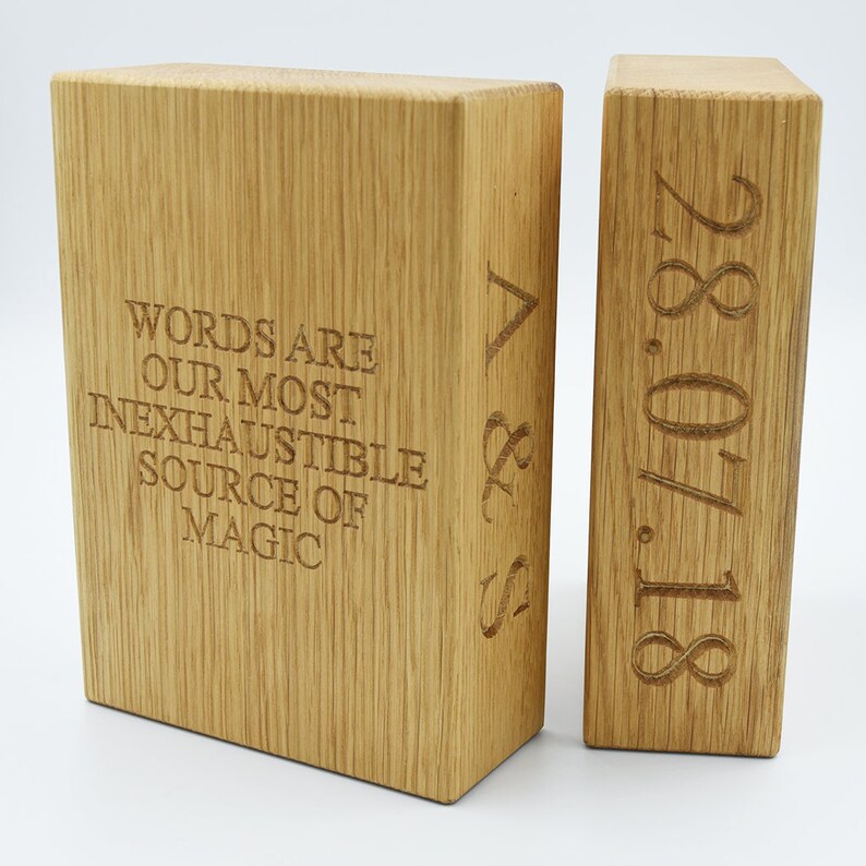 Personalised Oak Bookend Solid Oak Bookend Engraved Bookend Etsy UK
