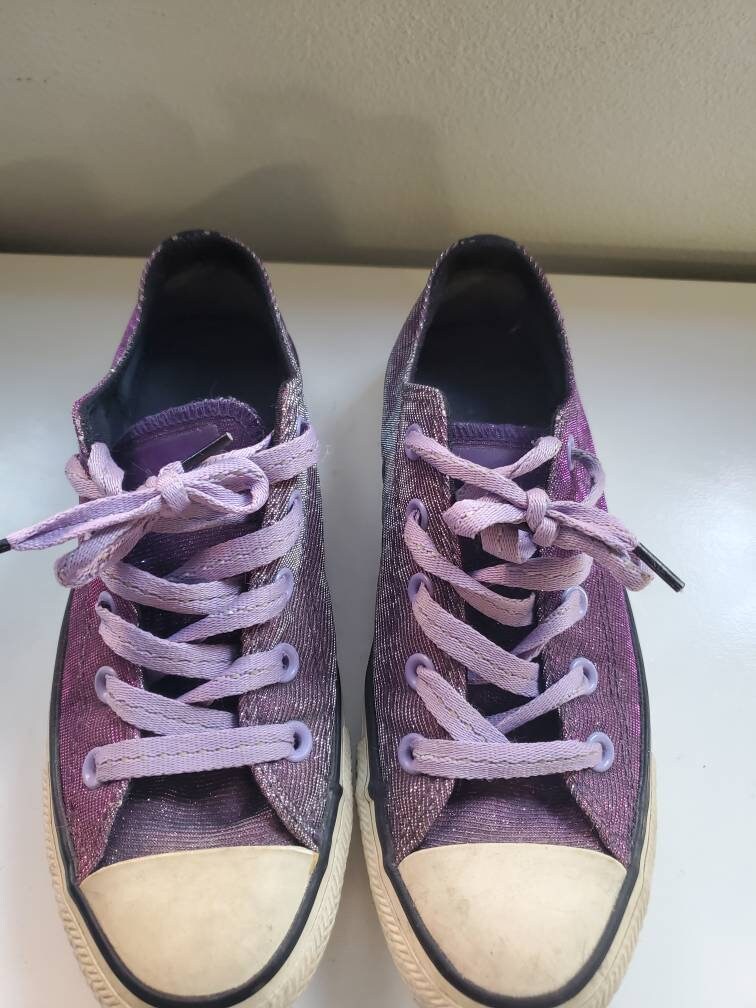purple shiny converse