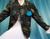 Quilted Jacket 80s Vintage Cotton Black Sz M