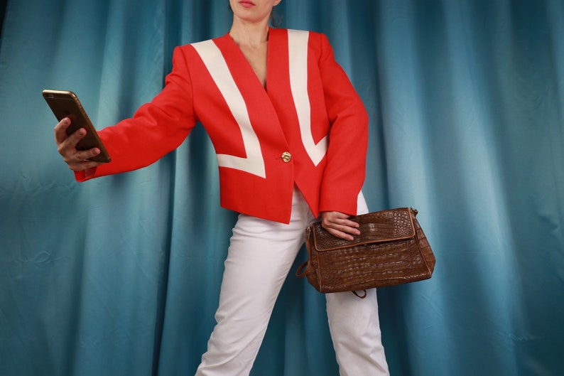 80s jacket Hipster Cropped blazer Vintage