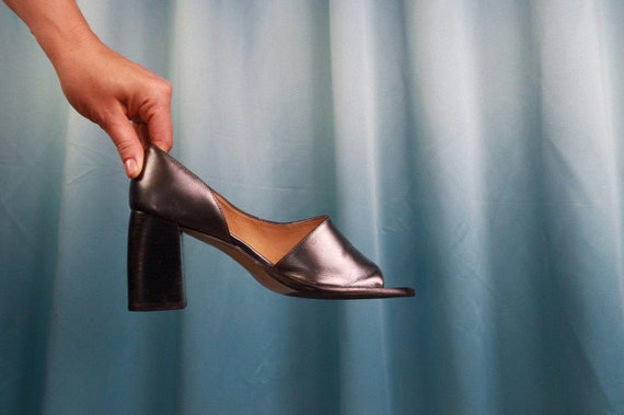 Shoes Leather Vintage 90s Square Open Toe