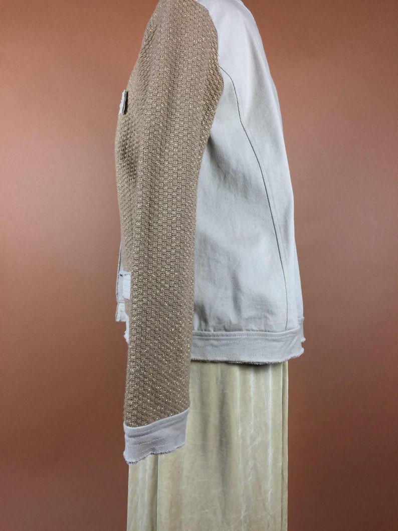 Denim Jacket Knitted Cropped Vintage 90/'s