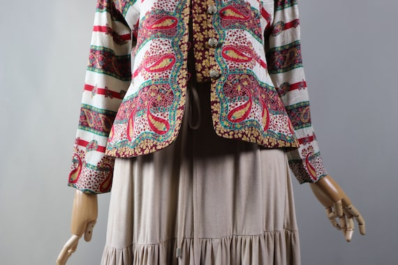SILK vintage jacket Adrianne Papel White red crop