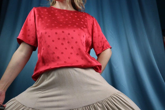 Silk blouse Red Minimalist 1980's