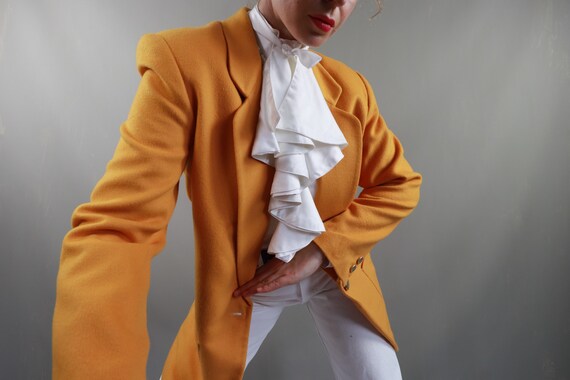 Wool vintage jacket Yellow Long warm women's blaze