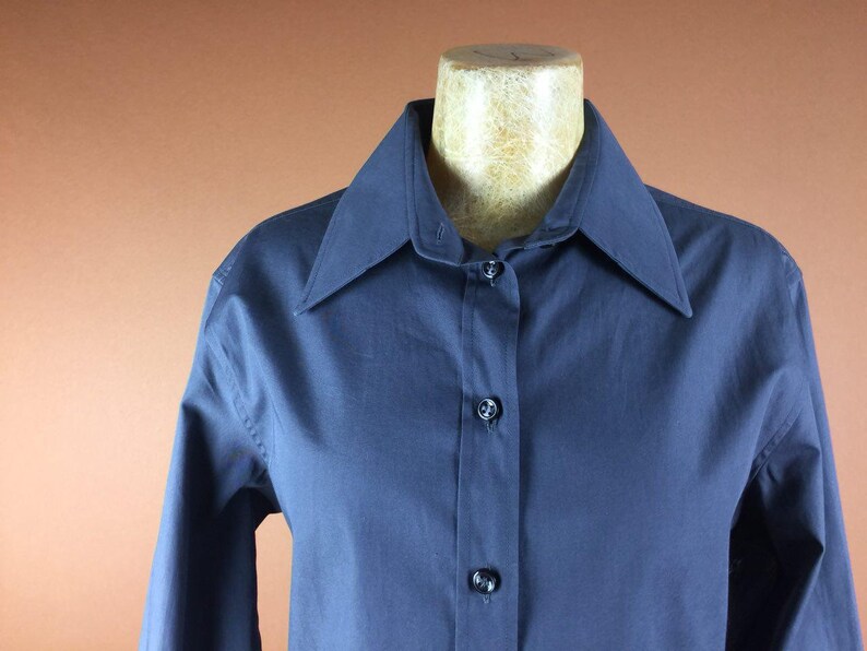 YSL Vintage Designer 90/'s Blouse Yves Saint Lauren Rare Authentic Collectible Rockabilly Shirt Grey XS S Long Sleeve With Cuffs Formal Wear