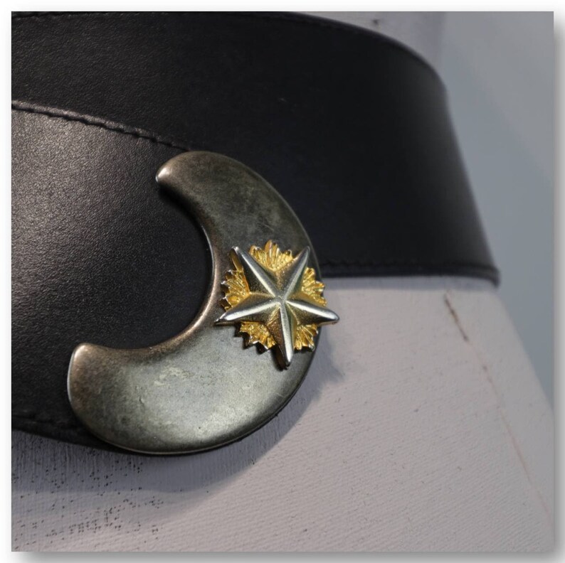 Black vintage belt 90s vintage belt Waisted genuine leather belt Gold buckle belt 80s black belt