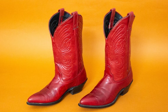 Vintage Laredo Red Leather Cowboy Boots | Stamped