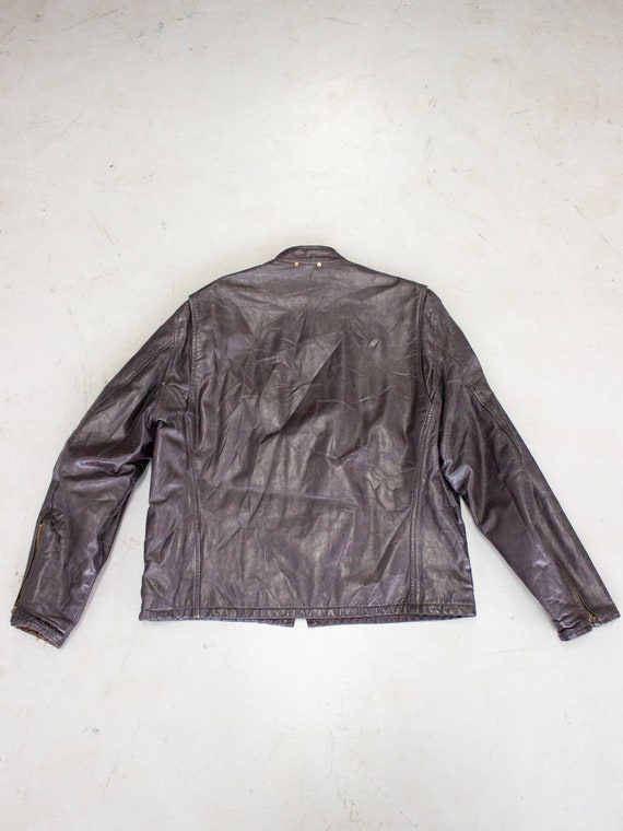 1960's Brown Leather Cafe Racer Motorcycle Jacket… - image 2