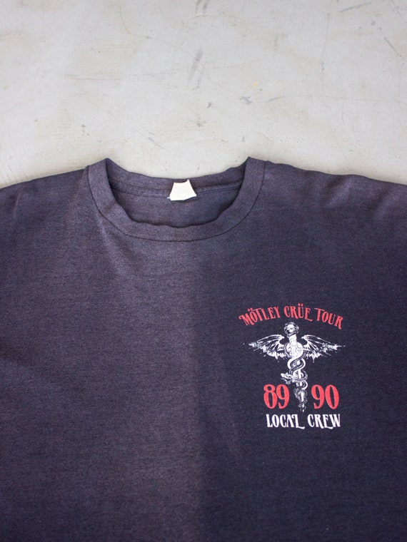 1989 1990 Motley Crue Tour Local Crew Black T-shir