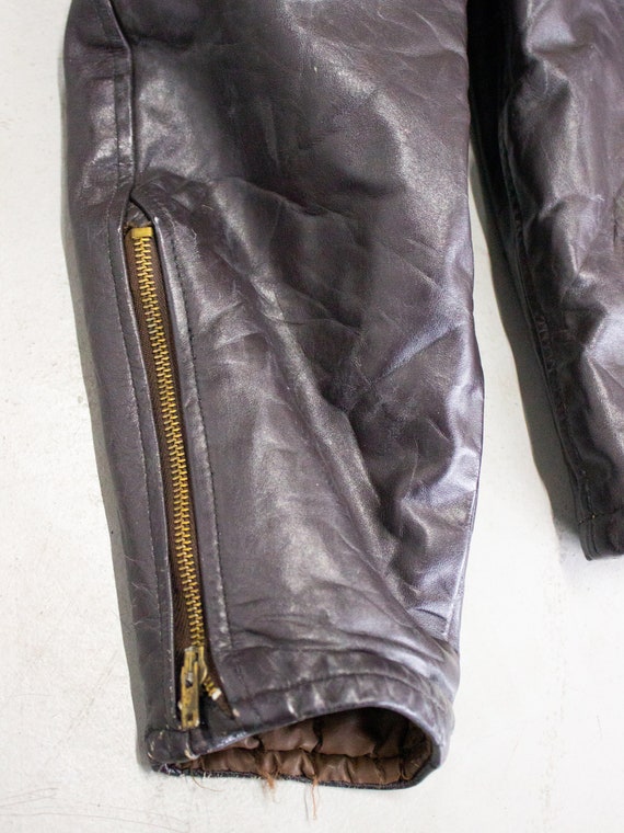 1960's Brown Leather Cafe Racer Motorcycle Jacket… - image 7